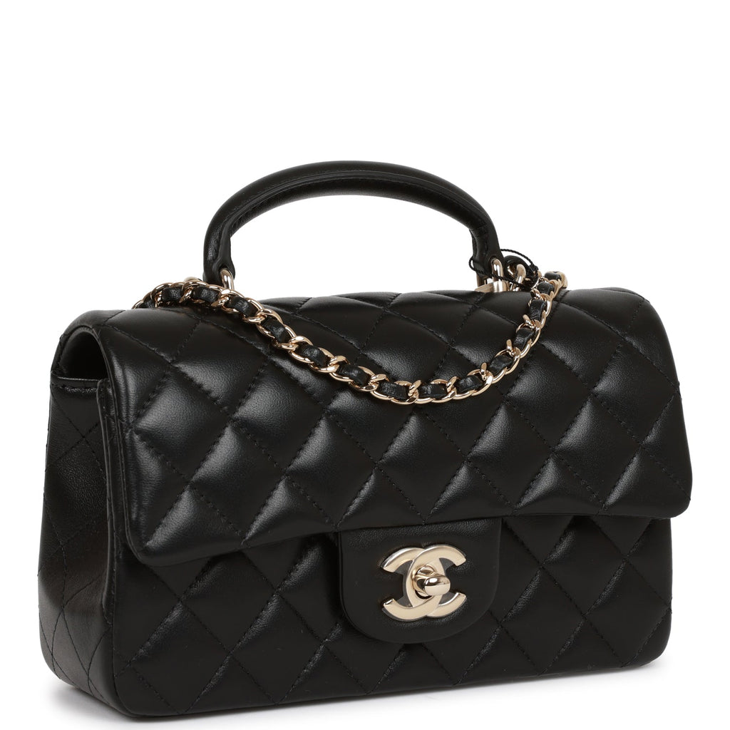 chanel flap bag with top handle lambskin