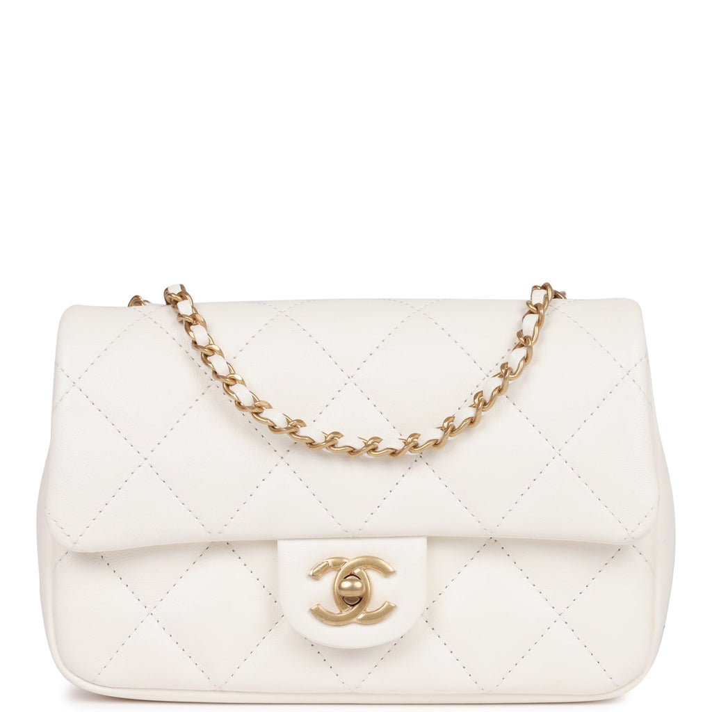 Chanel Mini Rectangular Flap Bag with Heart Chain White Lambskin – Madison  Avenue Couture