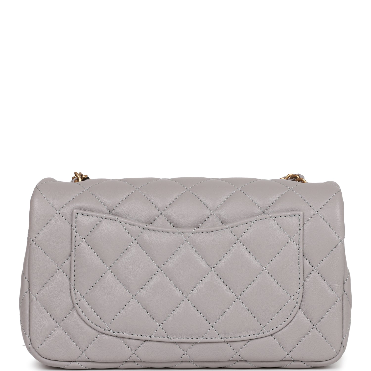 Chanel Grey Pearl Crush Rectangular Mini Classic Flap Antique Gold ...