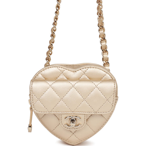 Chanel CC In Love Large Heart Bag Gold Lambskin Light Gold Hardware