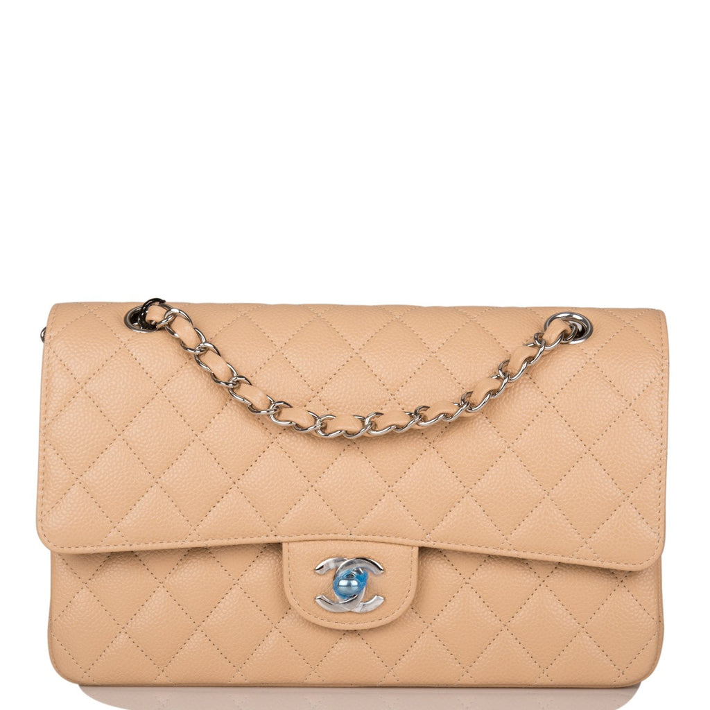 chanel double flap beige caviar