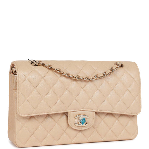 Chanel Beige Clair Caviar Quilted Classic Flap Medium SHW