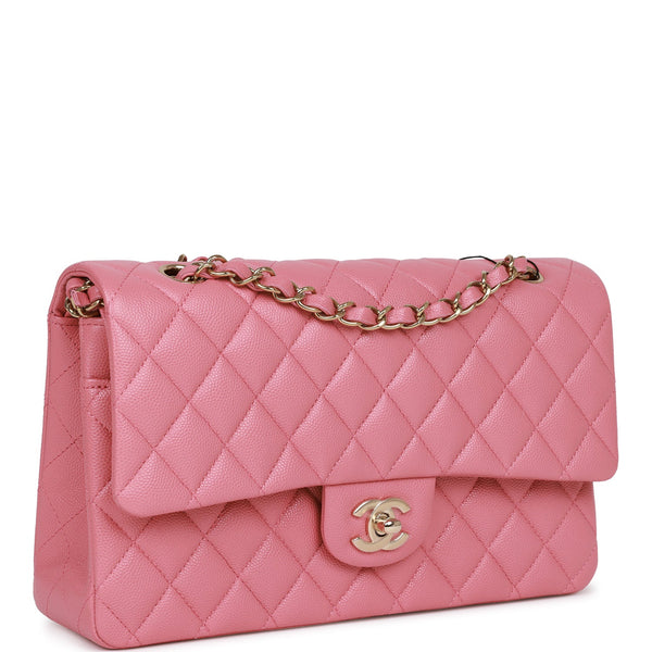 Chanel Dark Pink Caviar Medium Double Flap Bag Light Gold Hardware ...