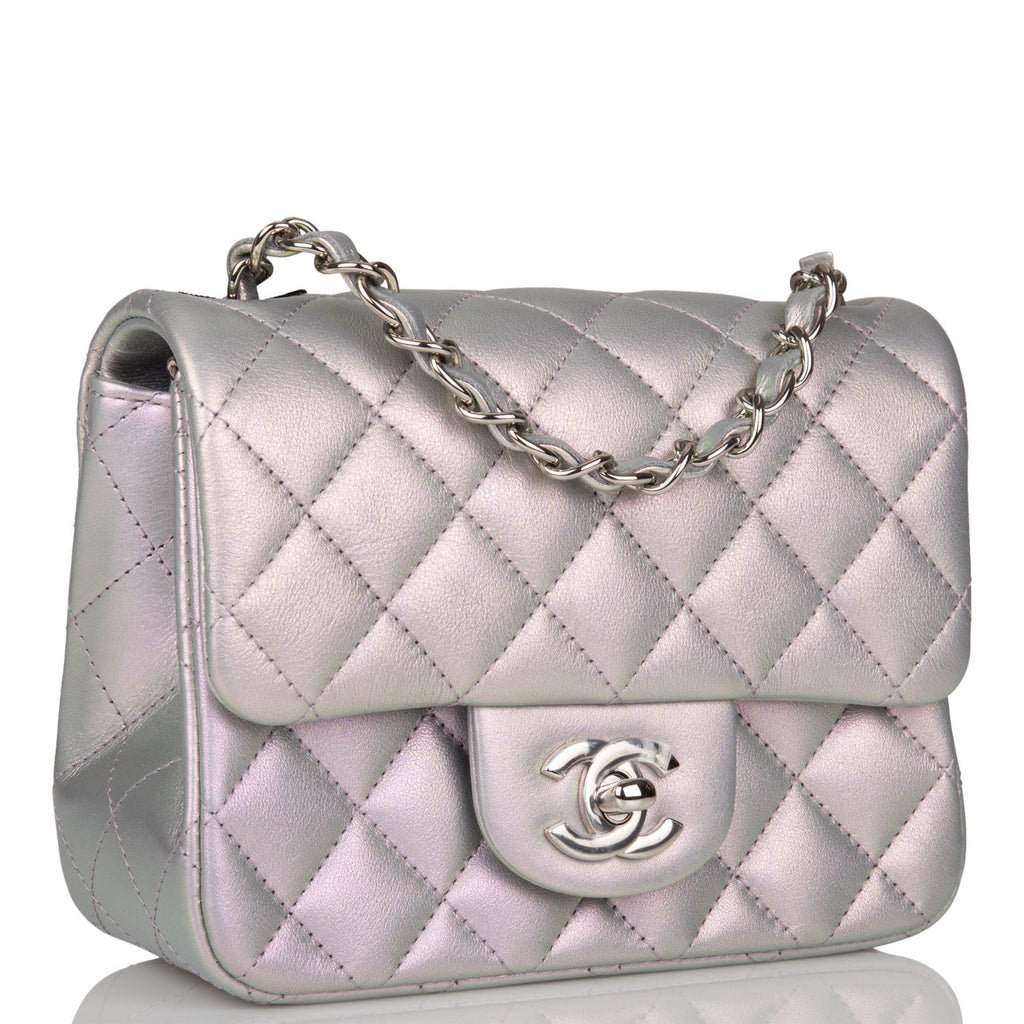 Chanel Lavender Iridescent Quilted Lambskin Square Mini Classic Flap Silver  Hardware – Madison Avenue Couture