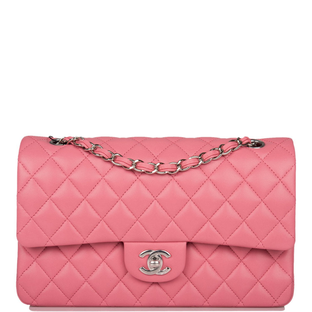 Chanel Rose Quilted Lambskin Medium Classic Double Flap Bag Silver Hardware – Madison