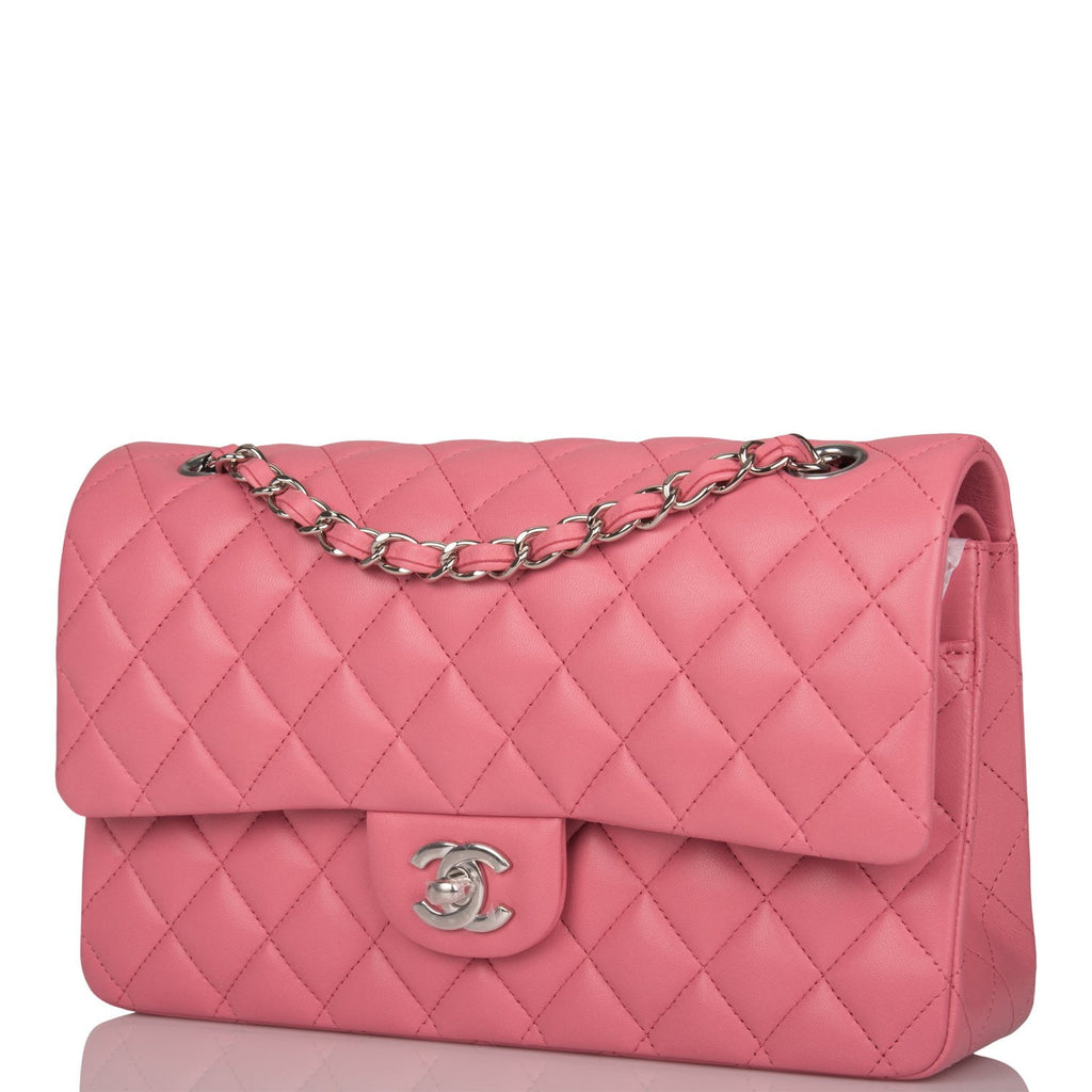 Chanel Rose Quilted Lambskin Medium Classic Double Flap Bag Silver Hardware  – Madison Avenue Couture