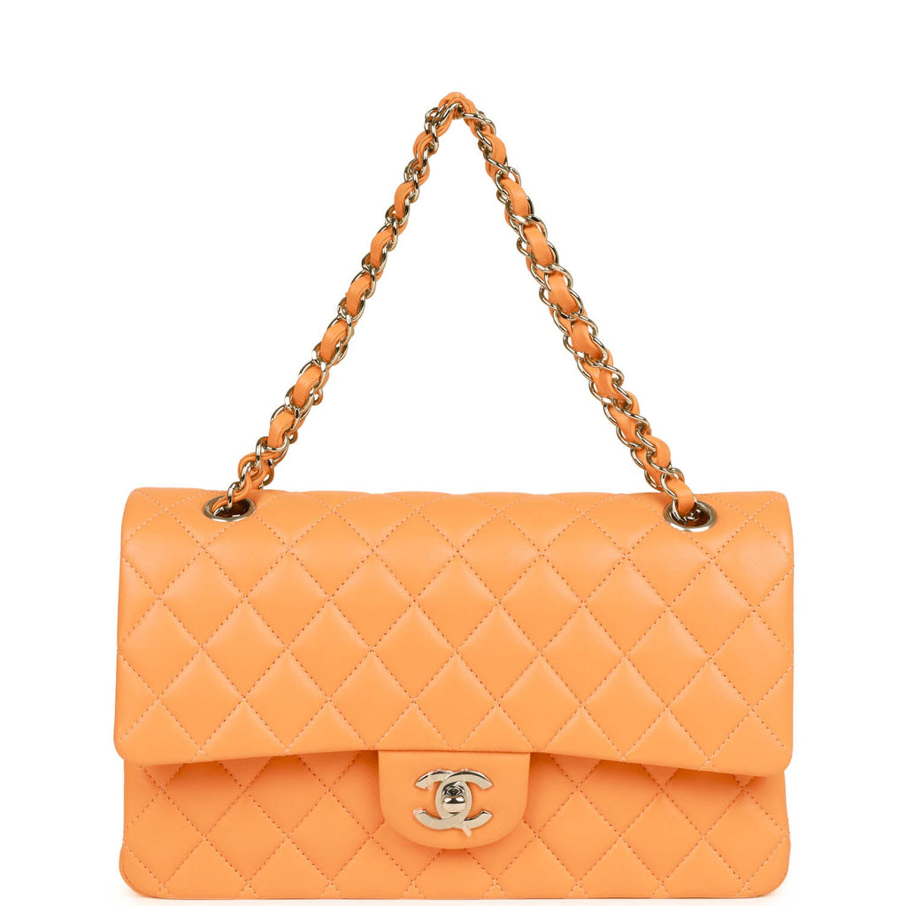 Authentic Second Hand Chanel Orange Medium Classic Flap Bag PSS05100380   THE FIFTH COLLECTION