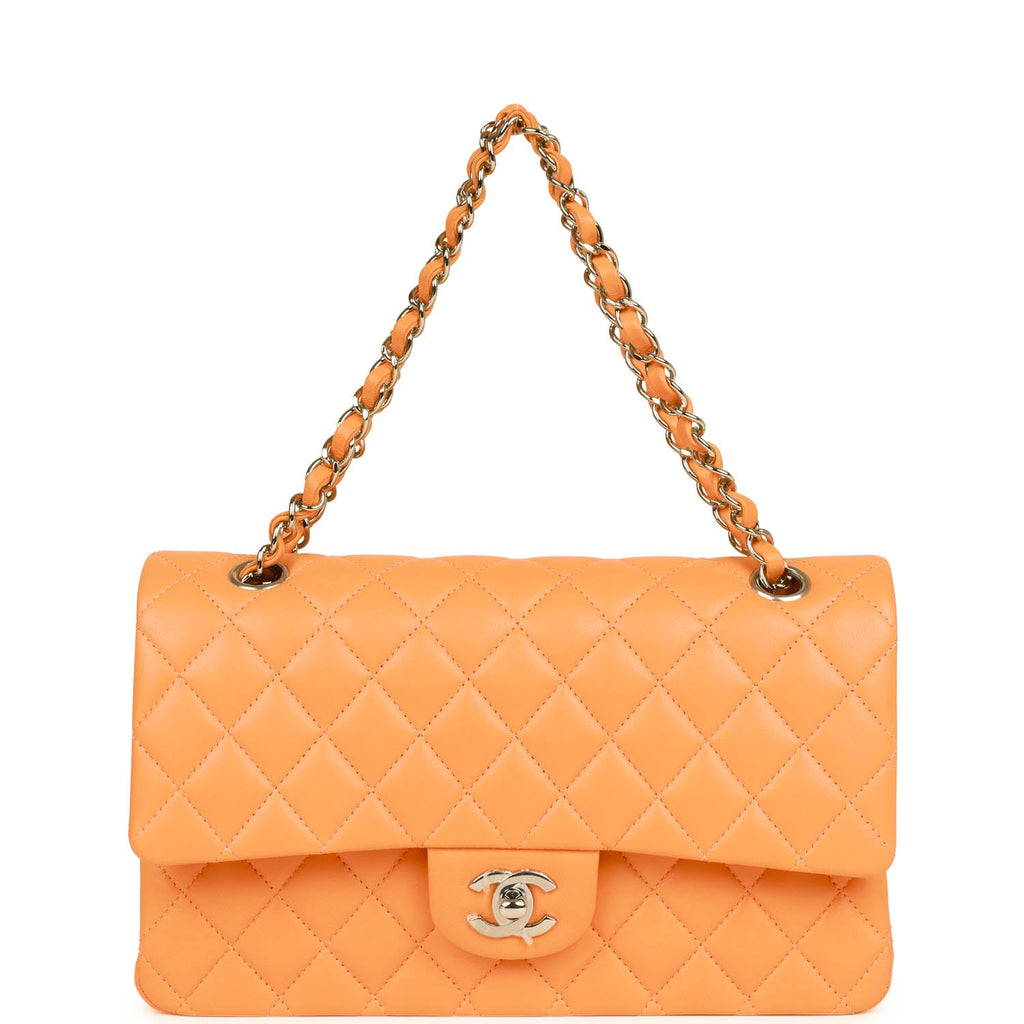 Chanel Neon Orange Lambskin Medium Double Flap Bag Silver Hardware –  Madison Avenue Couture