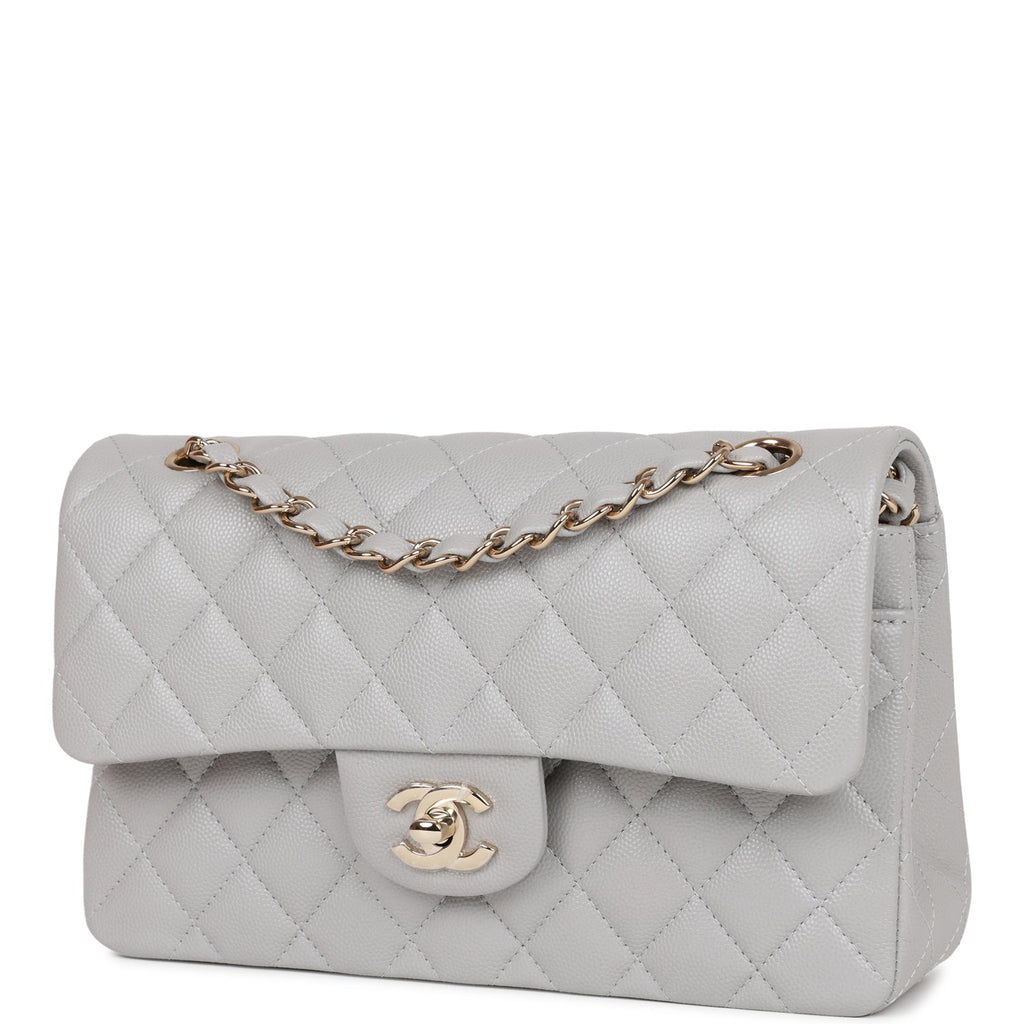 Chanel Large classic flap bag with silver hardware in elephant grey calf  leather  Unique Designer Pieces