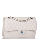 Chanel Metallic Blue Quilted Patent Jumbo Classic Double Flap