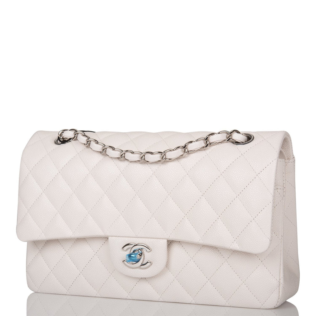 chanel white caviar flap bag