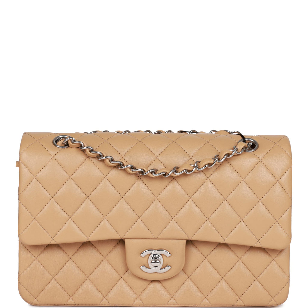Chanel Beige Quilted Double Flap Bag Silver – Avenue Couture