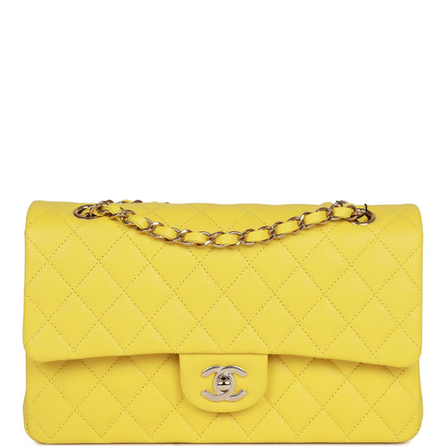 CHANEL Shiny Caviar Quilted Small Chain Melody Flap Yellow 942404