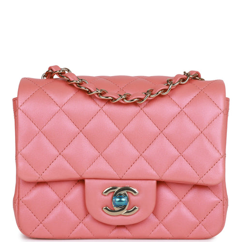 Chanel Pink Quilted Patent Rectangular Mini Classic Flap Bag