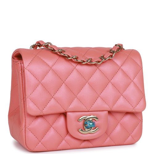 CHANEL Lambskin Quilted Mini Square Flap Light Grey, FASHIONPHILE