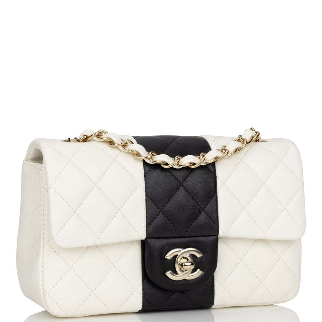 Chanel WhiteBlack Lambskin vintage flap bag Chanel  TLC