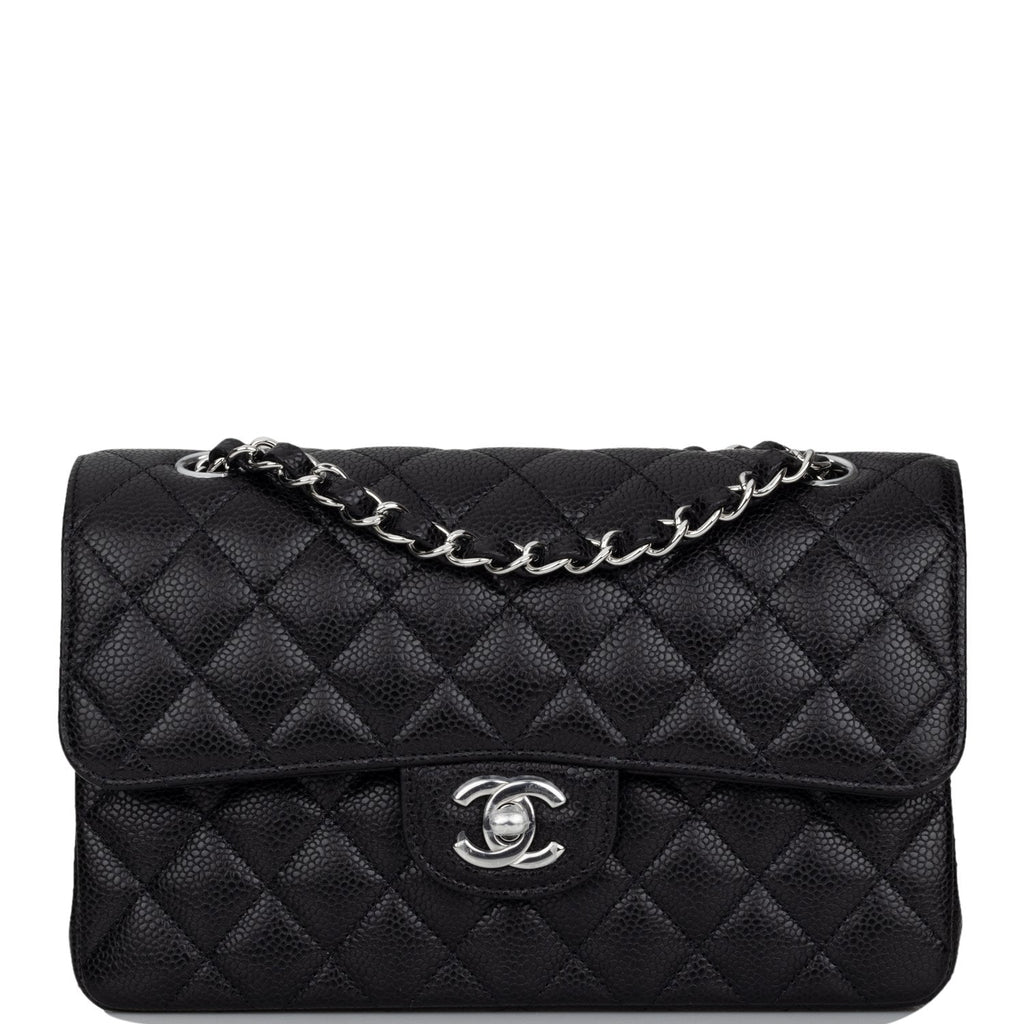 Black Caviar Small Classic Double Flap Bag Silver Hardware – Madison Avenue Couture