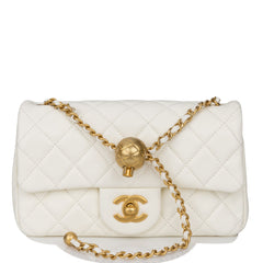 chanel mini white pearl bag