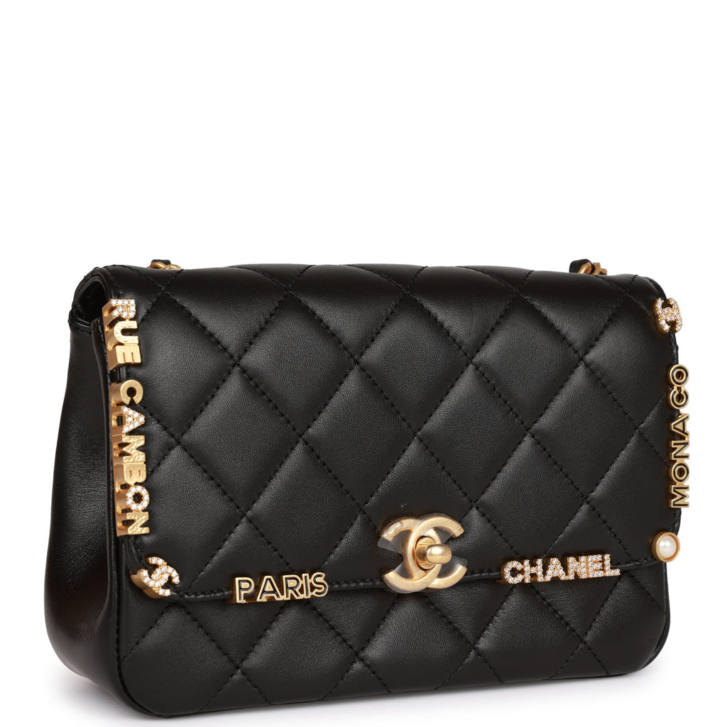 Chanel Black Lambskin Monaco Mini Classic Antique Gold Hardware Madison Avenue Couture