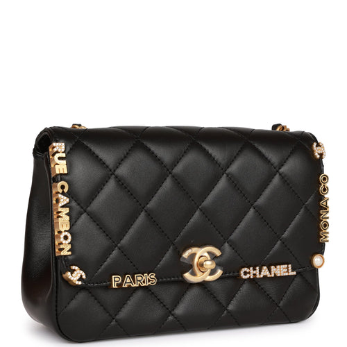 Chanel Paris-Dubai Pearly Flap Bag Black Lambskin Light Gold
