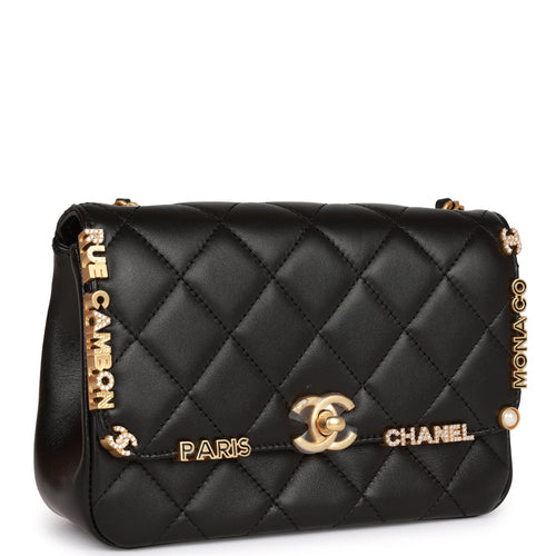 Chanel Black Pearl Crush Square Mini Flap Antique Gold Hardware