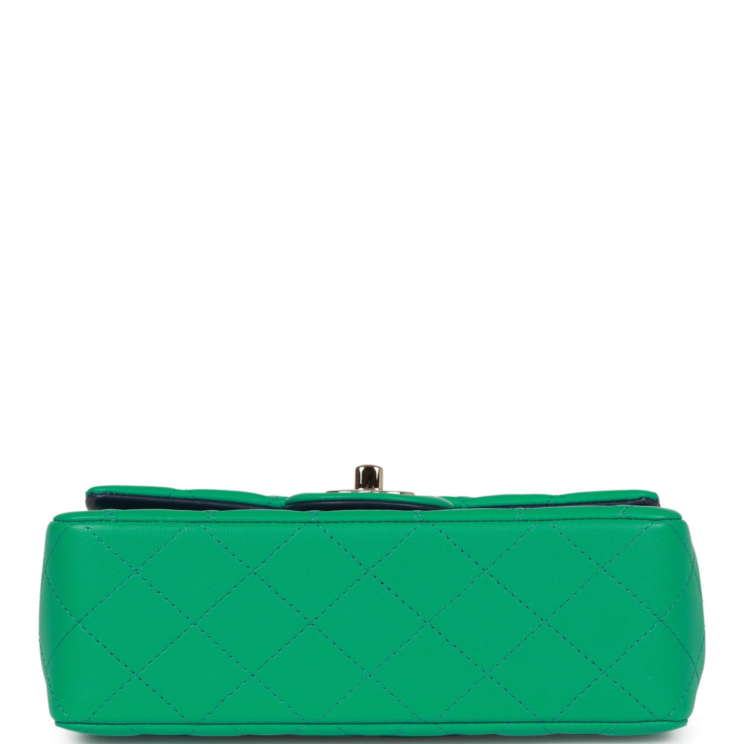 Chanel Mini Rectangular Flap with Top Handle Green and Navy Blue Lambs ...