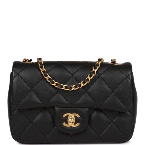 Chanel Black Quilted Lambskin Classic Mini Square Flap Coco Hearts
