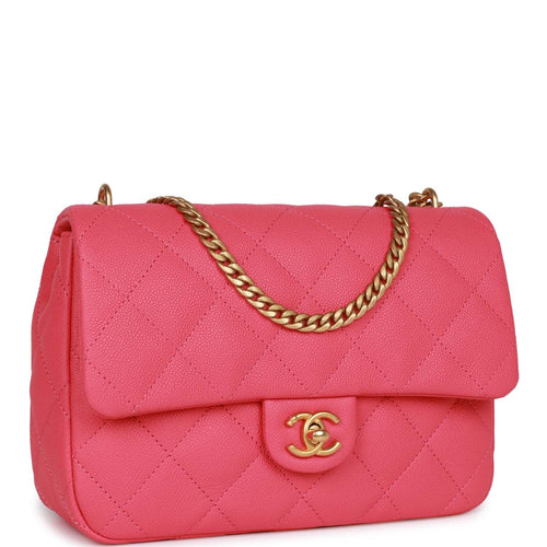 Chanel Sweetheart Mini Square Flap Bag Pink Caviar Antique Gold Hardwa –  Khalibags