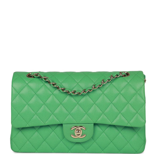 Chanel Classic Medium Chevron Double Flap Bag - Light Green