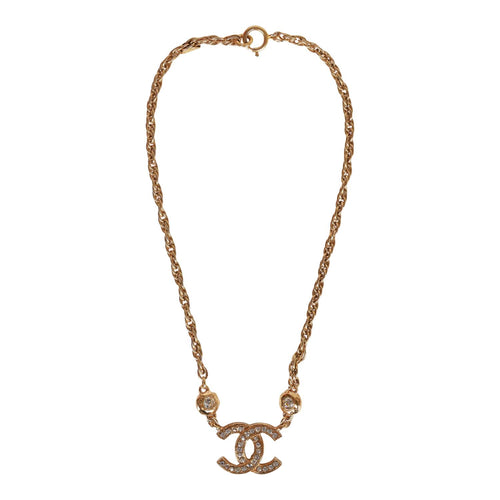 Chanel Vintage Gold CC Logo Crest Flower Necklace – Amarcord Vintage Fashion