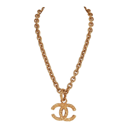 Vintage Chanel Gold Plated Gripoix Loupe Cocomark Necklace