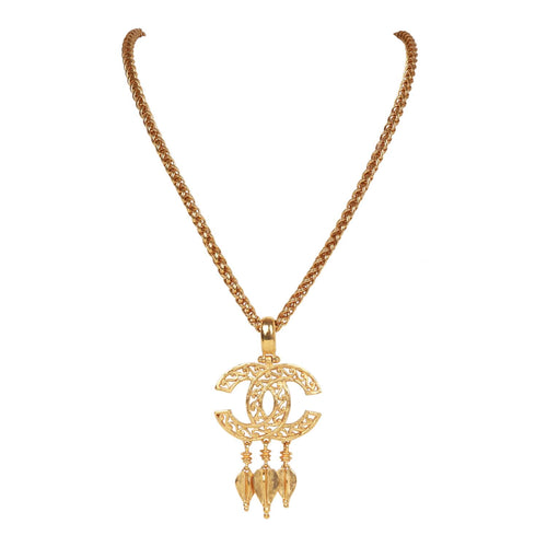 Vintage Chanel Gold Sunburst Interlocking CC Medallion Necklace