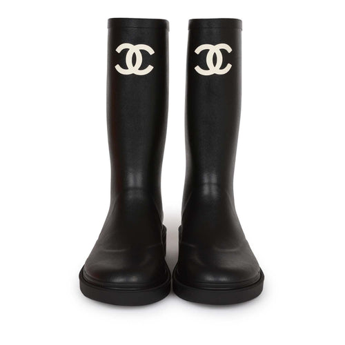 Chanel CC Wedge Ankle Boots Black Patent Leather 36.5 – Madison