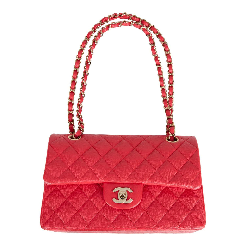 red chanel bag with gold hardware