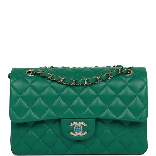 18S Emerald Green Caviar Quilted Wallet on Chain WOC
