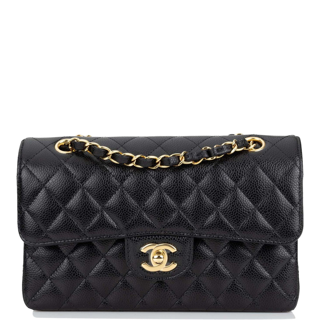 Chanel Classic Double Flap Quilted Caviar Goldtone Medium Black in Caviar  with Gold Tone  US