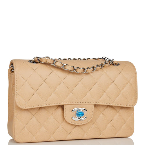 Chanel Beige Lambskin Small Classic Double Flap Light Gold Hardware –  Madison Avenue Couture