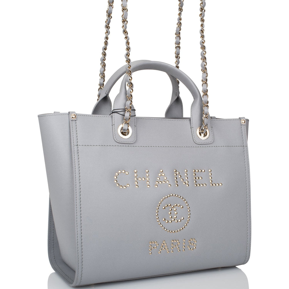 chanel canvas large deauville tote grey