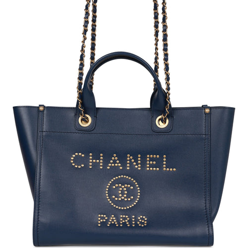 Chanel Small Deauville Shopping Bag Black Canvas and Calfskin