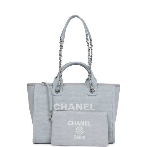 CHANEL Deauville Tote Large Green Canvas Silver Hardware 2018