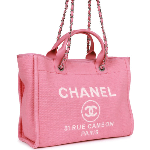 Chanel Deauville Small with Handles and Pouch, Pink with Silver Hardware,  New in Dustbag WA001