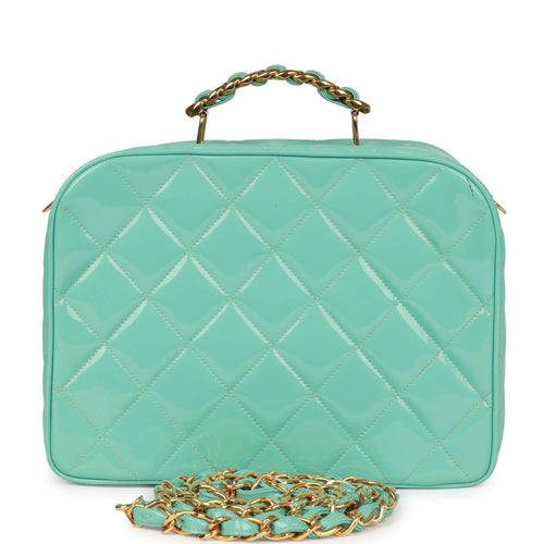 Vintage Chanel Vanity Heart Mirror Bag Turquoise Patent Gold Hardware –  Madison Avenue Couture