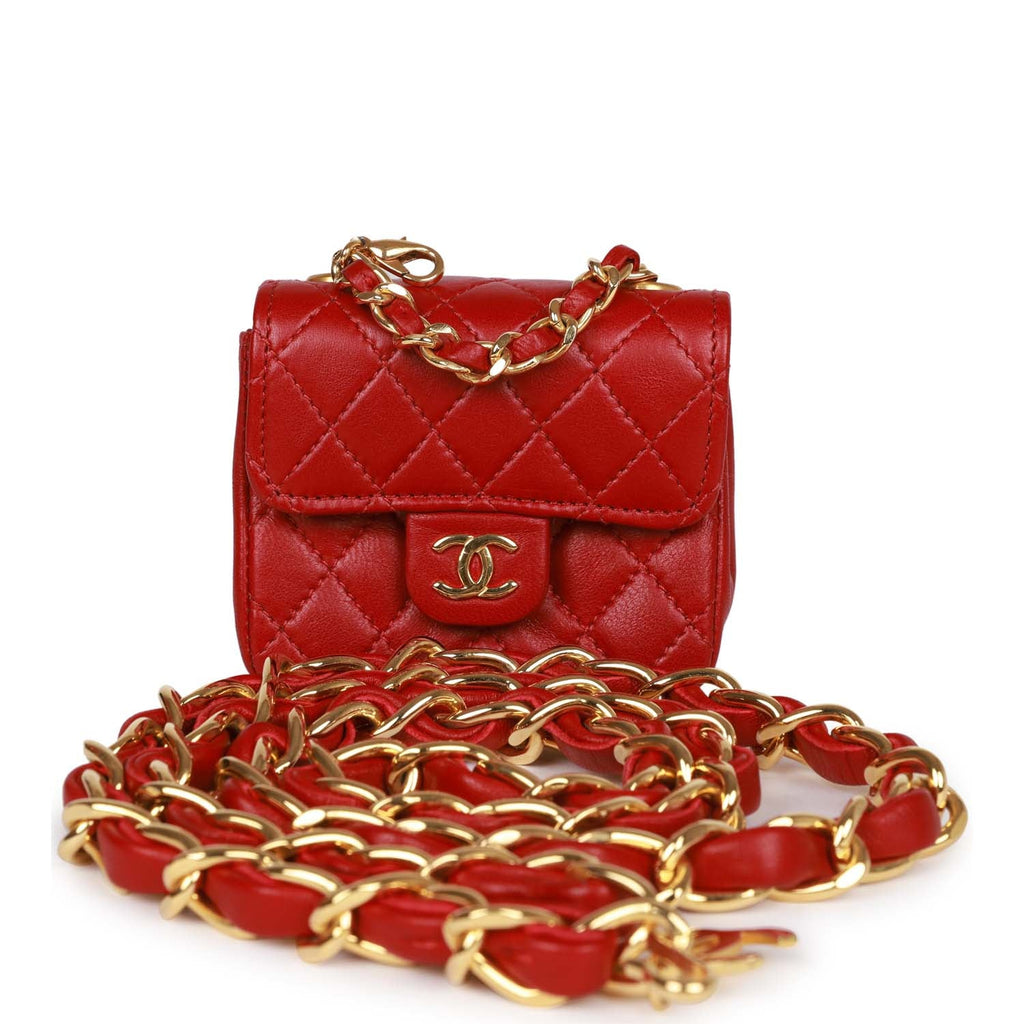 Chanel Calfskin Quilted Small Straight Lined Flap Red  STYLISHTOP