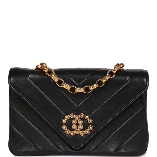 Chanel Vintage Woven Chain Mini Pouch Belt Black