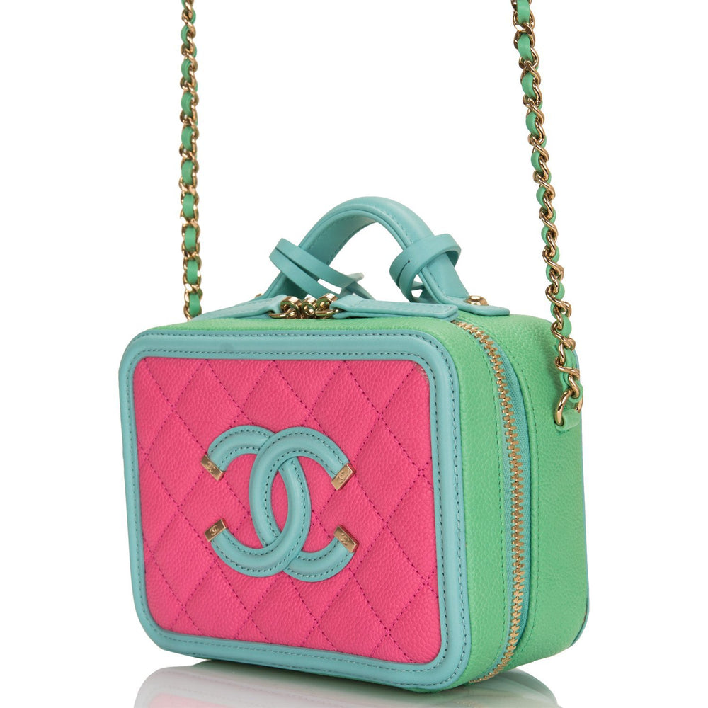 chanel pink and blue bag