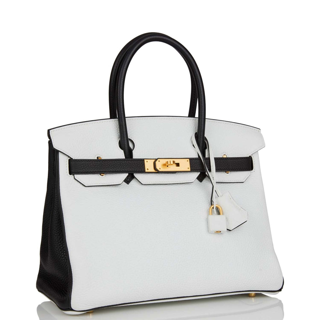 black and white hermes bag