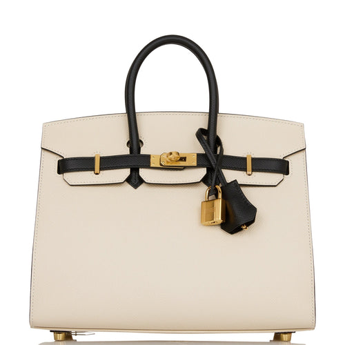 Hermes HSS Birkin 30 Black and White Clemence Brushed Gold