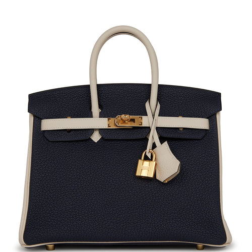HERMÈS Birkin 25 handbag in Craie Jonathan leather with Gold