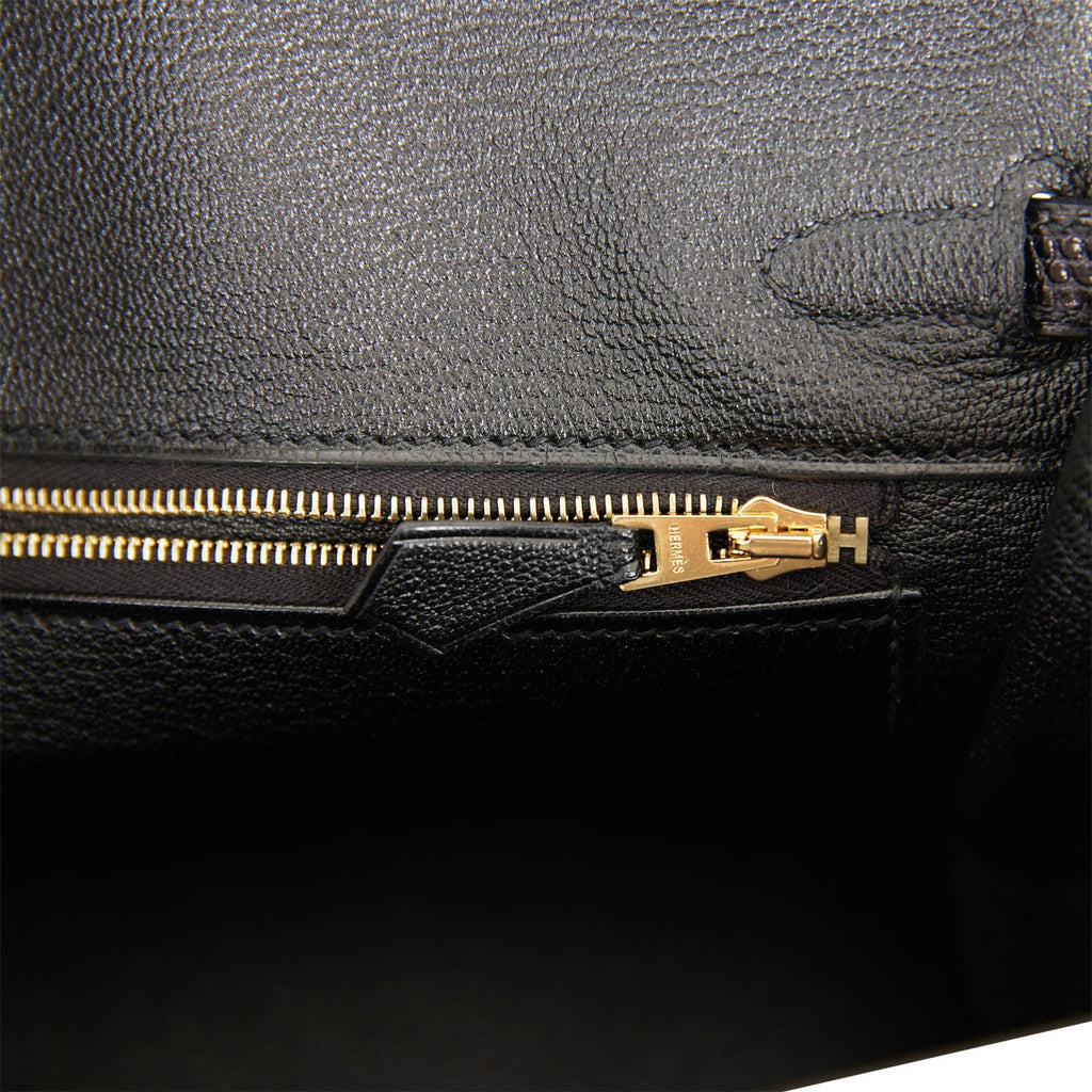 Hermes Birkin 25 Black Lizard Gold Hardware – Madison Avenue Couture