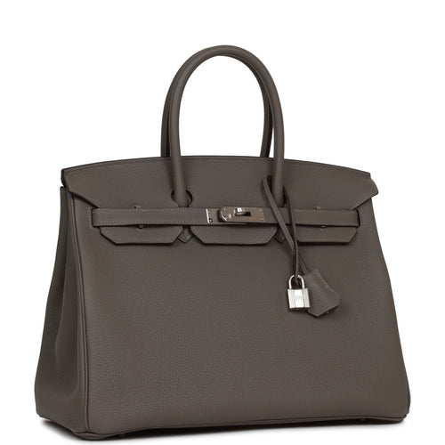 Hermès Gris Mouette and Blue Agate Togo Leather Verso Birkin 35cm